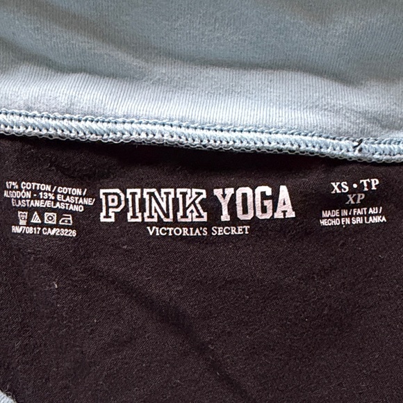 PINK Victoria's Secret Y2K Black Yoga Shorts with Aqua Foldover Waistband - Picture 4 of 5